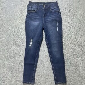 Royalty For Me Jeans Womens Size 10 Blue Denim Solid Mid Rise Distressed Mom Y2K